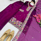 Elegant Chinon Silk Embroidered Suit Set for Festive and Wedding Wear