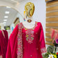 Elegant Chinon Silk Embroidered Suit Set for Festive and Wedding Wear