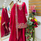 Elegant Chinon Silk Embroidered Suit Set for Festive and Wedding Wear
