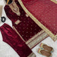 Viscose Velvet Embroidered Party Wear Set