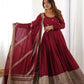 Embroidered Chinon Silk Anarkali Gown Set
