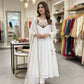 Mul Chanderi Anarkali with Embroidered Yoke