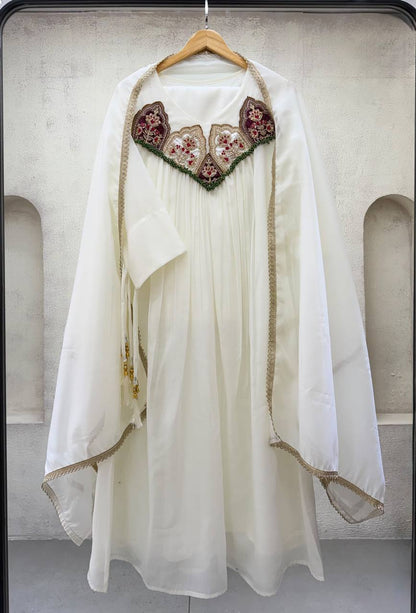 Mul Chanderi Anarkali with Embroidered Yoke