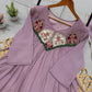 Mul Chanderi Anarkali with Embroidered Yoke