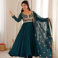 Teal Sequin Embroidered Anarkali Suit Set