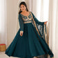 Teal Sequin Embroidered Anarkali Suit Set