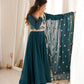 Teal Sequin Embroidered Anarkali Suit Set