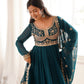 Teal Sequin Embroidered Anarkali Suit Set