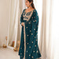 Teal Sequin Embroidered Anarkali Suit Set