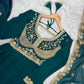 Teal Sequin Embroidered Anarkali Suit Set