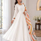White Mul Cotton Anarkali Set with Dupatta