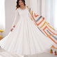 White Mul Cotton Anarkali Set with Dupatta