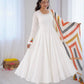 White Mul Cotton Anarkali Set with Dupatta