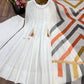White Mul Cotton Anarkali Set with Dupatta