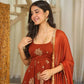 Rust Sequin Anarkali Suit with Dupatta