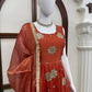 Rust Sequin Anarkali Suit with Dupatta
