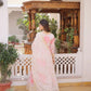 Printed Russian Silk Anarkali Gown with Embroidered Dupatta for Festive and Party Wear