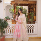 Printed Russian Silk Anarkali Gown with Embroidered Dupatta for Festive and Party Wear
