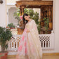Printed Russian Silk Anarkali Gown with Embroidered Dupatta for Festive and Party Wear