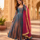 Teal Copper Shimmer Silk Anarkali Set