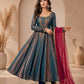Teal Copper Shimmer Silk Anarkali Set