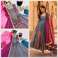 Teal Copper Shimmer Silk Anarkali Set