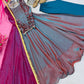 Teal Copper Shimmer Silk Anarkali Set