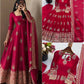 Ivory Peacock Feather Anarkali Gown