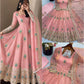 Ivory Peacock Feather Anarkali Gown