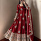 Ivory Peacock Feather Anarkali Gown