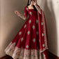Ivory Peacock Feather Anarkali Gown