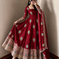 Ivory Peacock Feather Anarkali Gown