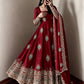 Ivory Peacock Feather Anarkali Gown