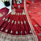 Ivory Peacock Feather Anarkali Gown
