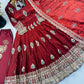 Ivory Peacock Feather Anarkali Gown