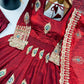 Ivory Peacock Feather Anarkali Gown