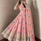 Ivory Peacock Feather Anarkali Gown