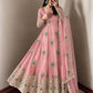 Ivory Peacock Feather Anarkali Gown