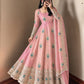 Ivory Peacock Feather Anarkali Gown