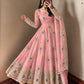 Ivory Peacock Feather Anarkali Gown