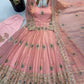 Ivory Peacock Feather Anarkali Gown
