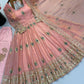 Ivory Peacock Feather Anarkali Gown