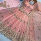 Ivory Peacock Feather Anarkali Gown