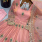Ivory Peacock Feather Anarkali Gown