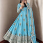 Ivory Peacock Feather Anarkali Gown