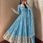 Ivory Peacock Feather Anarkali Gown