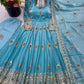 Ivory Peacock Feather Anarkali Gown