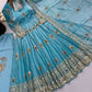 Ivory Peacock Feather Anarkali Gown