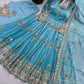 Ivory Peacock Feather Anarkali Gown