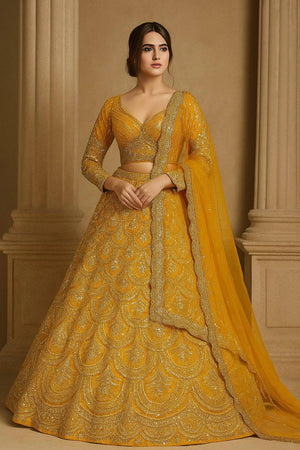 Mustard Dori Sequin Lehenga Set